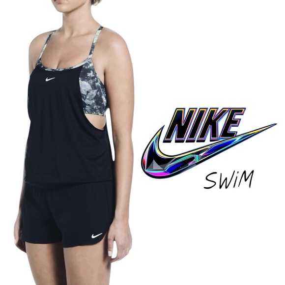 Nike Other - Nike Swim Women’s Tankini and Boardshort 2 piece Swimsuit set Black Size M 8-10